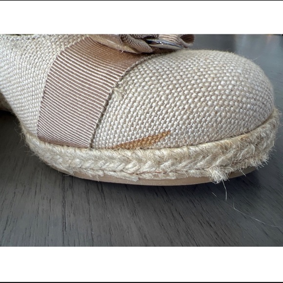 Ferragamo Darly Espadrille Wedge in Beige Canvas Size 9 - Picture 4 of 11
